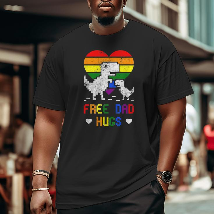 Free Dad Hugs Dinosaur Trex Dino Lgbtq Pride Rex Rainbow Big and Tall Men T-shirt