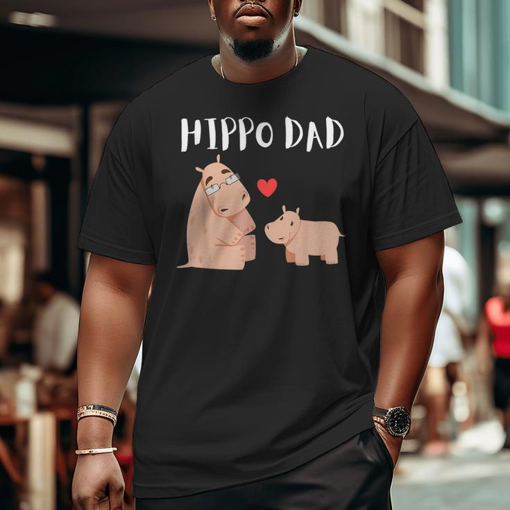 Hippo Dad Fathers Day Kids Animals Family Hippopotame Big and Tall Men T-shirt