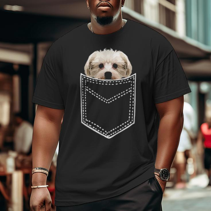 Maltese Apparel Cute Pocket Maltese Puppy Dog Big and Tall Men T-shirt