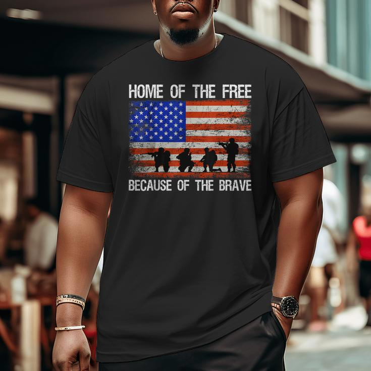 Home Of The Free Because Of The Brave Veteran American Flag Big and Tall Men T-shirt