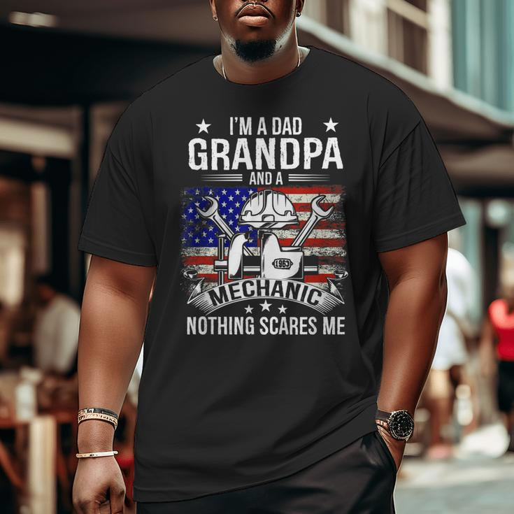 I'm A Dad Grandpa Mechanic Quotes American Flag Patriotic Big and Tall Men T-shirt