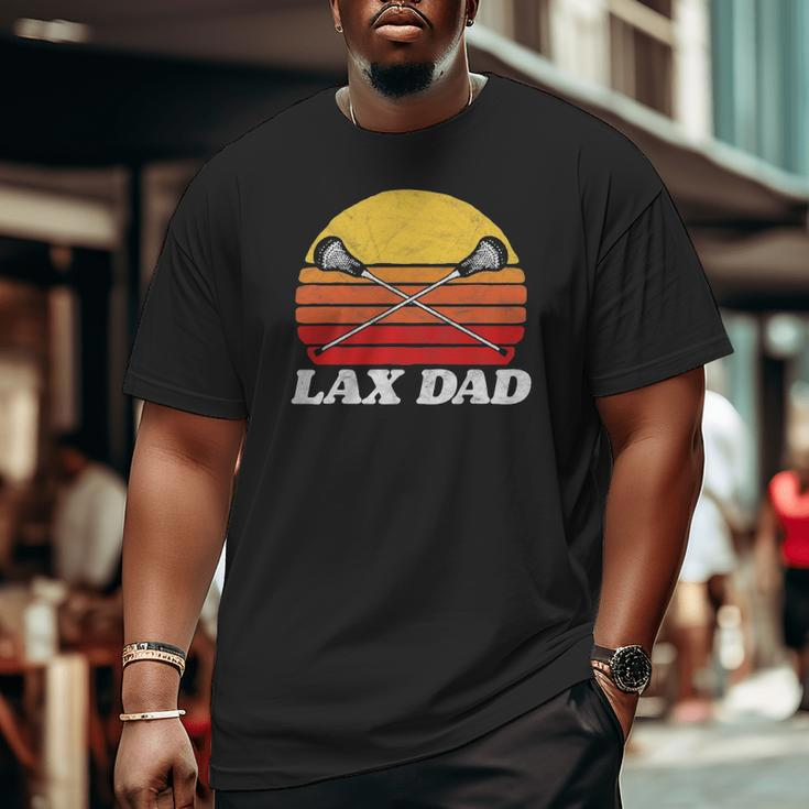 Lax Dad Vintage X Crossed Lacrosse Sticks 80S Sunset Retro Big and Tall Men T-shirt