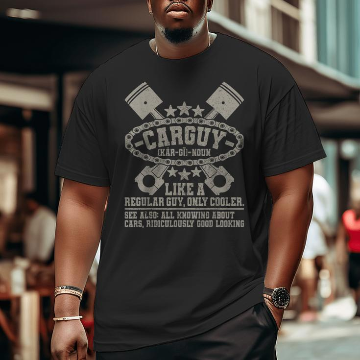 Mens Car Guy Definition Retro Dad Men Vintage Man Mechanic Big and Tall Men T-shirt