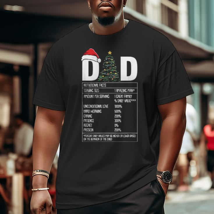 Mens Dad Nutrition Facts Christmas Xmas Pajama Papa Father Big and Tall Men T-shirt