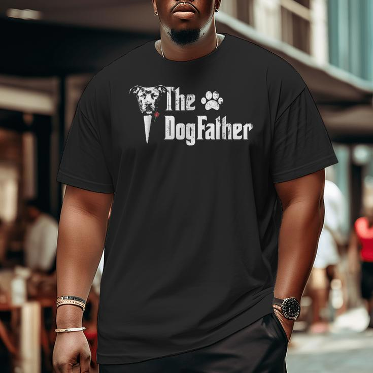 Mens The Dogfather Pitbull Dog Dad Tshirt Father's Day Big and Tall Men T-shirt