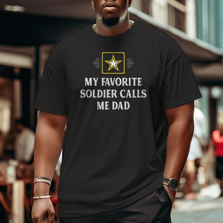 Mens My Favorite Soldier Calls Me Dad Vintage Style Big and Tall Men T-shirt
