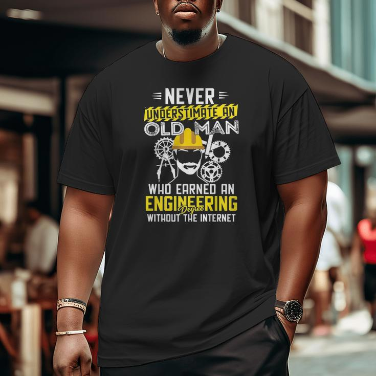 Mens Retired Engineer Grandpa With Engineering Degree Tee Big and Tall Men T-shirt