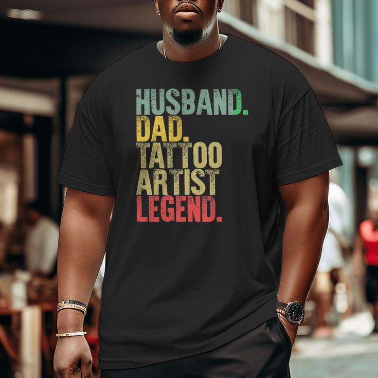 Mens Vintage Husband Dad Tattoo Artist Legend Retro Big and Tall Men T-shirt