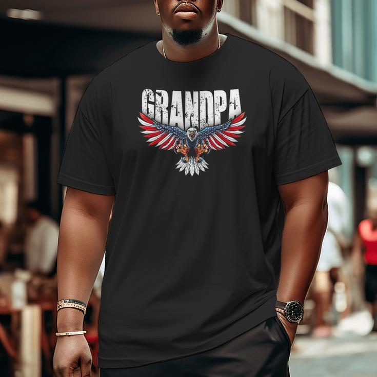 Mens Grandpa Vintage Usa Flag Bald Eagle Patriotic 4Th Of July Big and Tall Men T-shirt