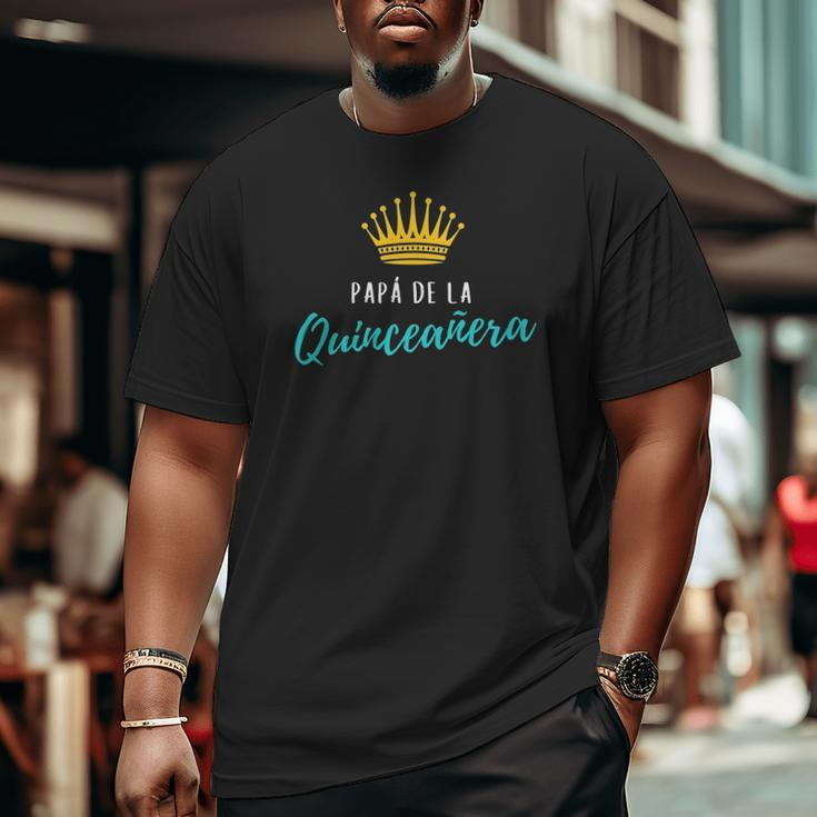 Mens Quinceanera Papa Dad Father Turquoise Theme Party Quince Big and Tall Men T-shirt