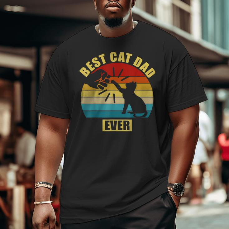 Mens Retro Vintage Best Cat Dad Ever Fist Bump Big and Tall Men T-shirt