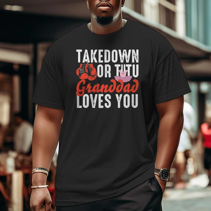 Mens Takedown Or Tutu Granddad Loves You Boxing Gender Reveal Big and Tall Men T-shirt