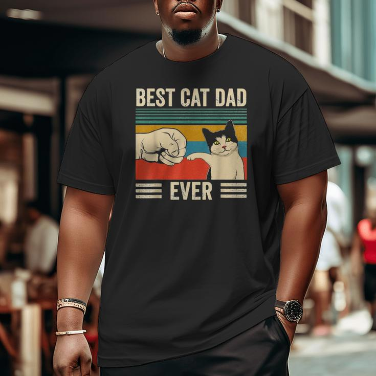 Mens Vintage Best Cat Dad Ever Bump Fit Classic Big and Tall Men T-shirt