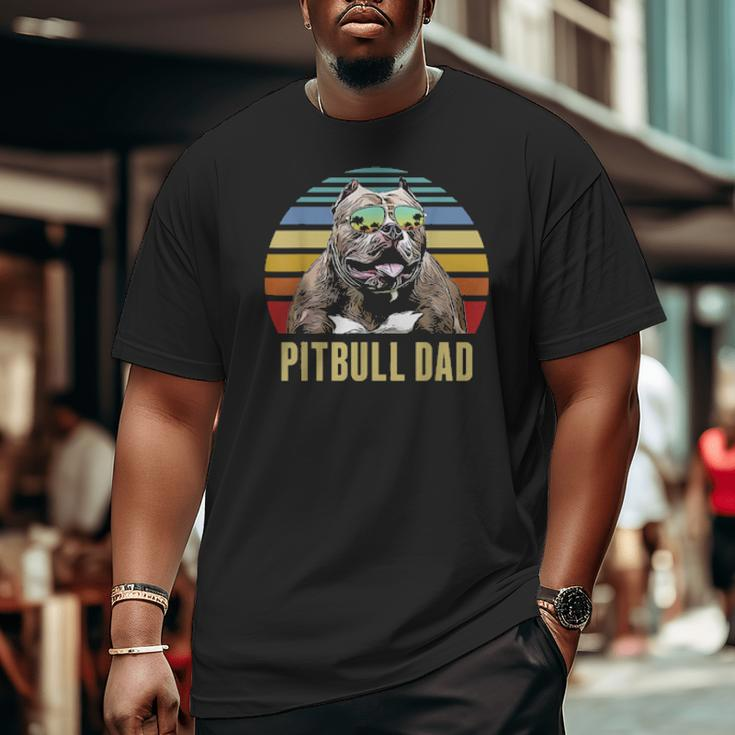 Pitbull Best Dog Dad Ever Retro Sunset Beach Vibe Big and Tall Men T-shirt