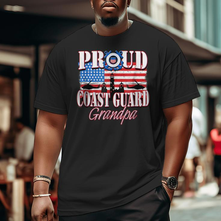 Proud Coast Guard Grandpa Usa Flag Men Grandpa Big and Tall Men T-shirt