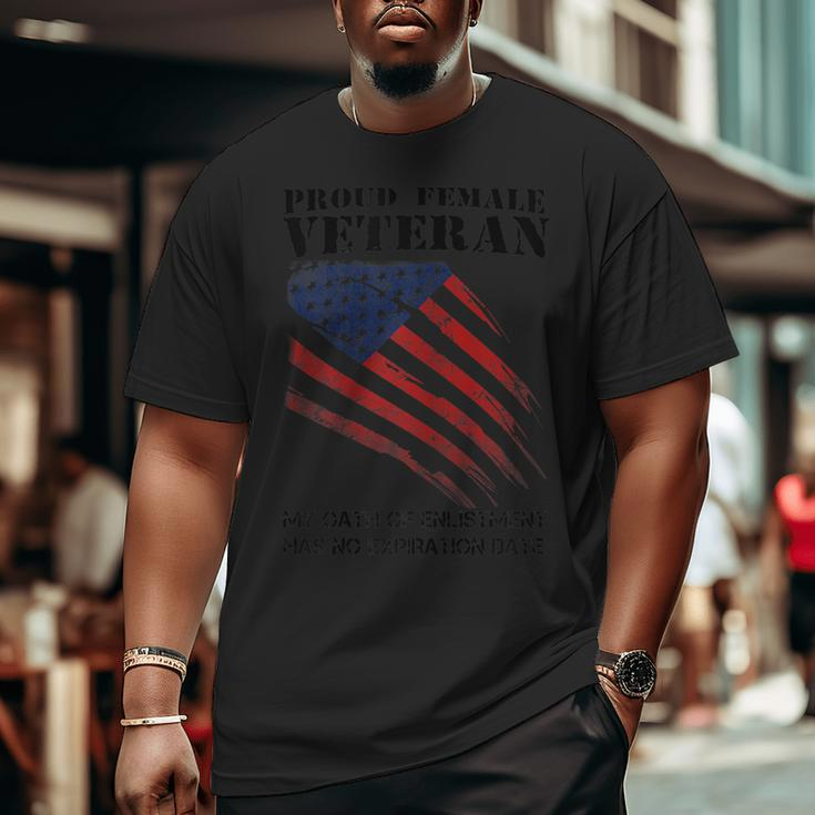 Proud Female Veteran Tees For Independence Day Big and Tall Men T-shirt