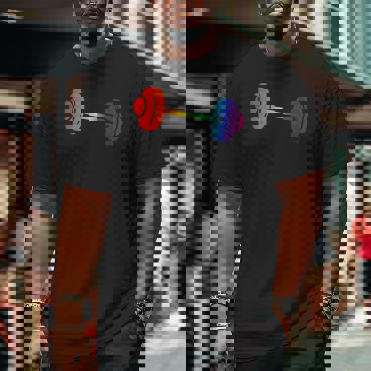 Rainbow Dumbbell For Gay Gym Owners And Lgbtq Fitness Big and Tall Men T-shirt