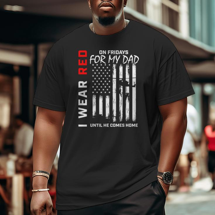 Red On Friday Dad Military Remember Everyone Deployed Flag Big and Tall Men T-shirt