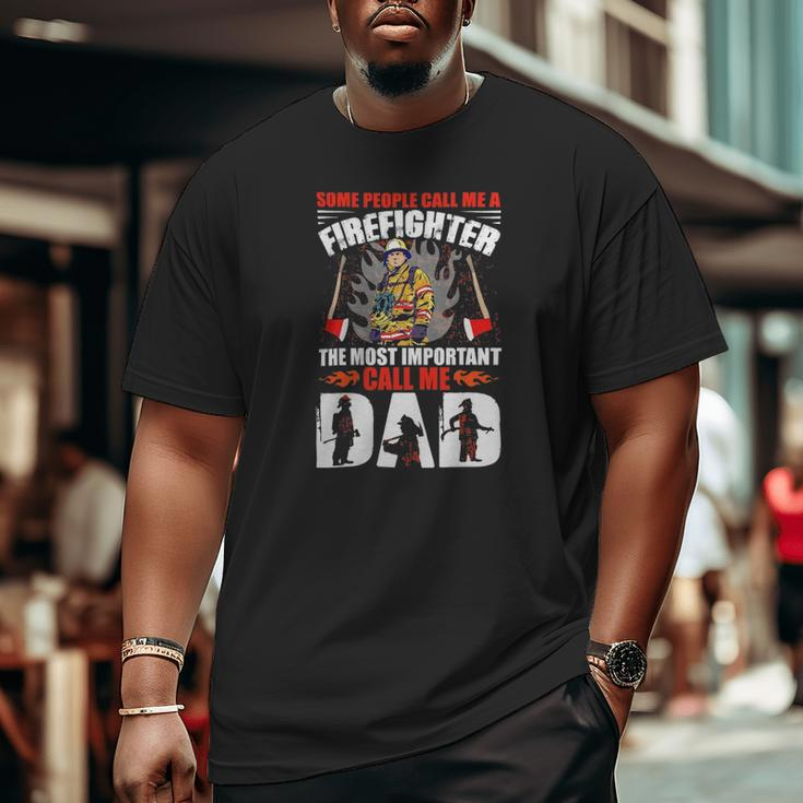 Red Line Cool Firefighter Graphics Dad Big and Tall Men T-shirt