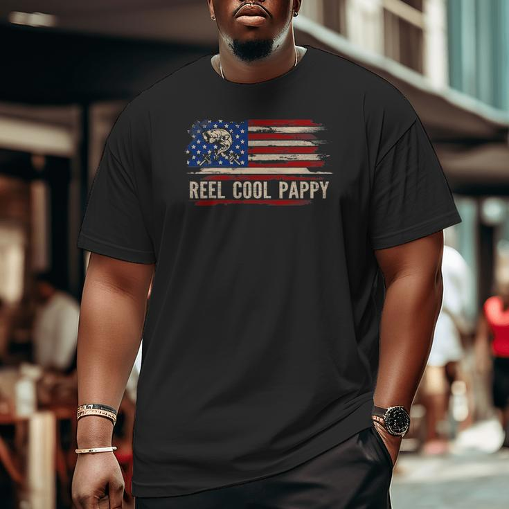 Reel Cool Pappy American Usa Flag Fishing Fish Big and Tall Men T-shirt