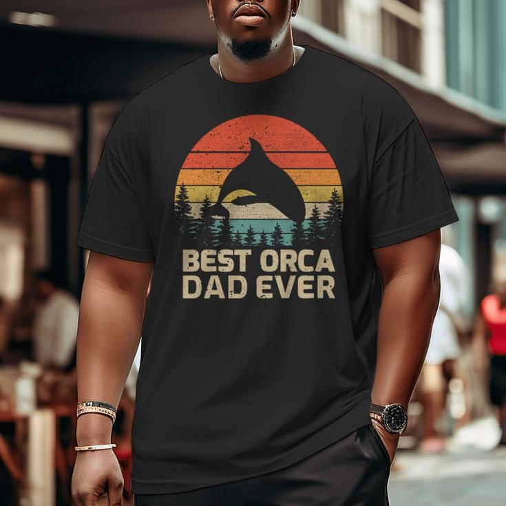 Retro Vintage Best Orca Dad Ever Father’S Day Long Sleeve Big and Tall Men T-shirt