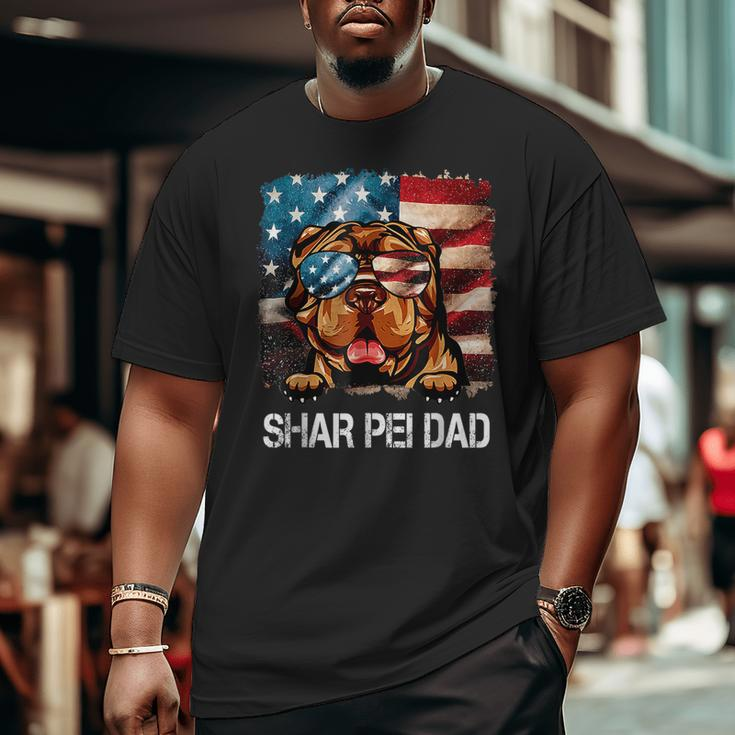 Shar Pei Dad American Flag 4Th Of July Dog Fathers Day Big and Tall Men T-shirt