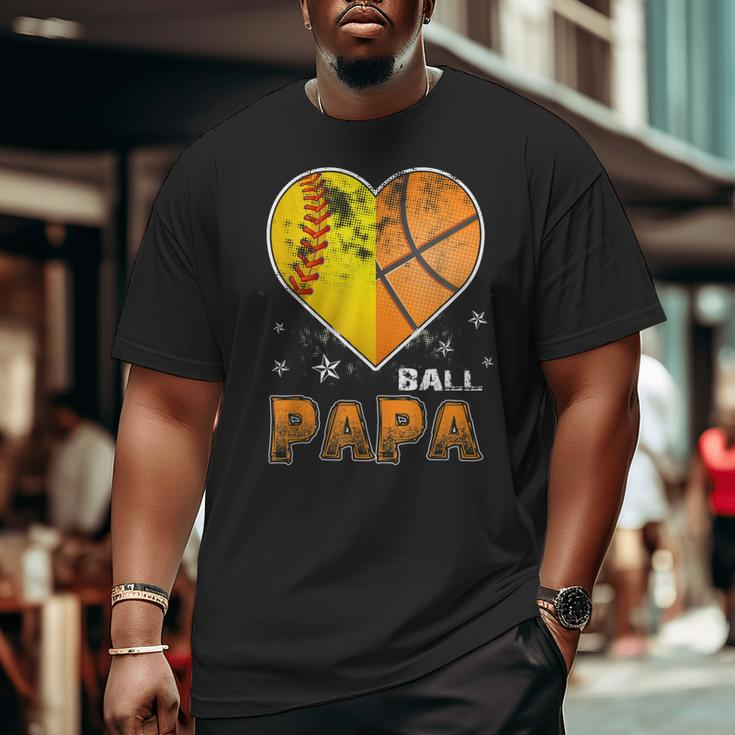 Softball Basketball Papa Grandpa Cool Distressed Big and Tall Men T-shirt