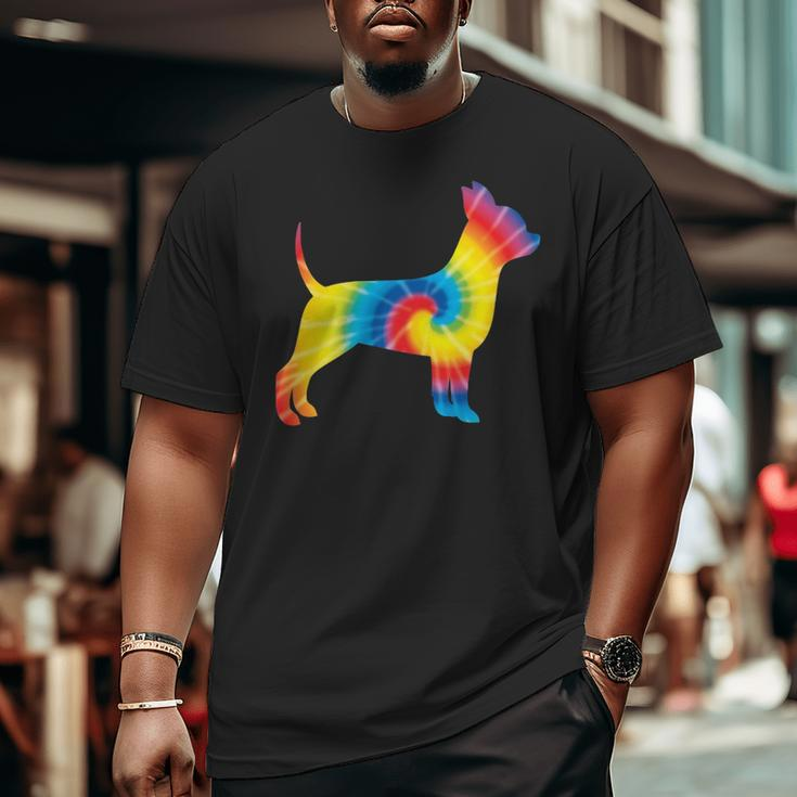 Tie Dye Chihuahua Rainbow Print Dog Pup Hippie Peace Big and Tall Men T-shirt