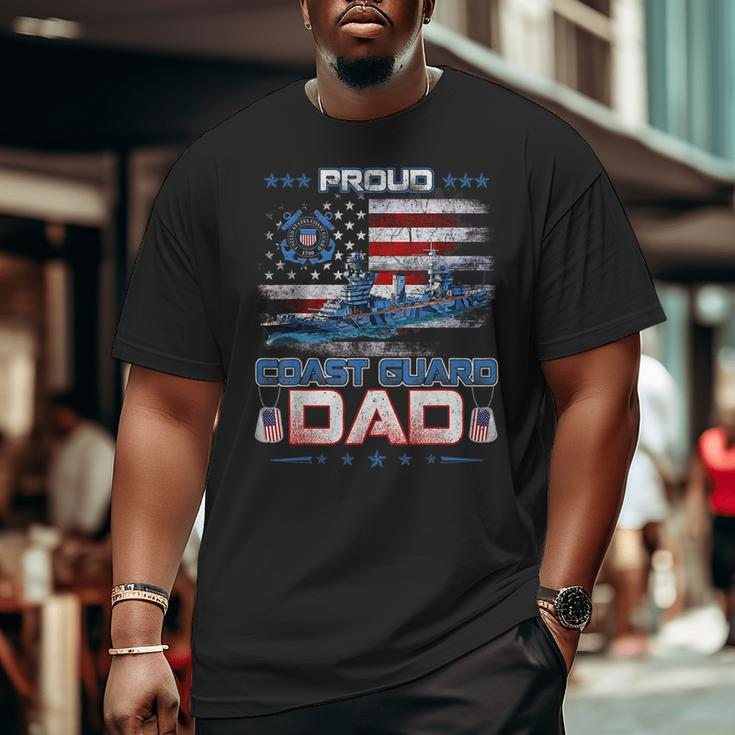 Us Coast Guard Dad Uscg American Flag Vintage For Dad Big and Tall Men T-shirt