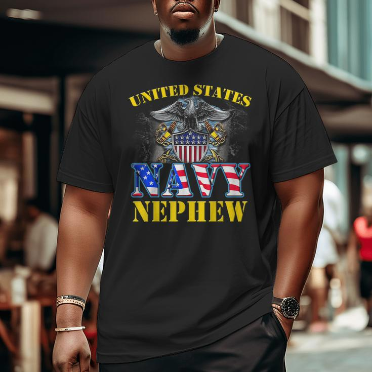 Us Military Navy Nephew With American Flag Veteran Big and Tall Men T-shirt