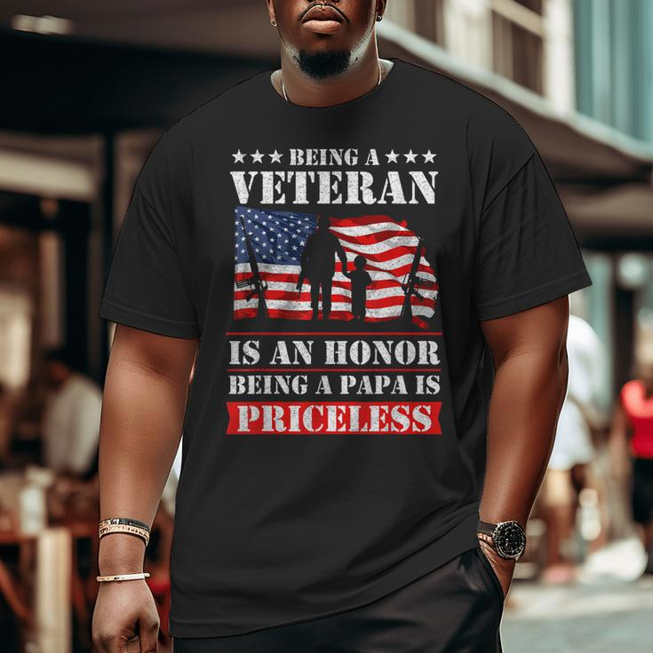 Veteran Papa Military Dad Army Father's Day Big and Tall Men T-shirt