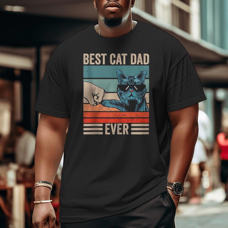 Vintage Best Cat Dad Ever Bump Fist Father's Day Tank Top Big and Tall Men T-shirt