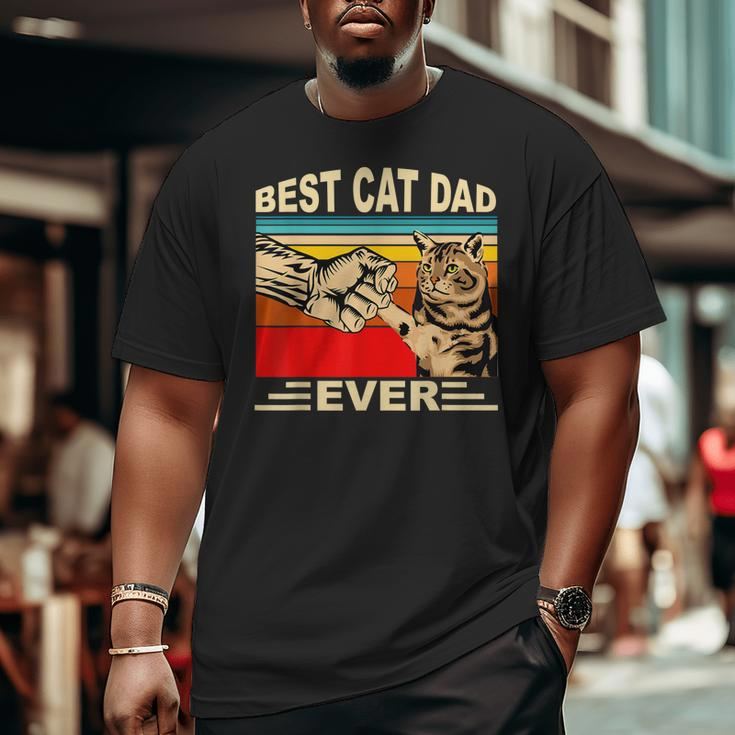 Vintage Best Cat Dad Ever And Retro For Dad Men Father's Day Big and Tall Men T-shirt