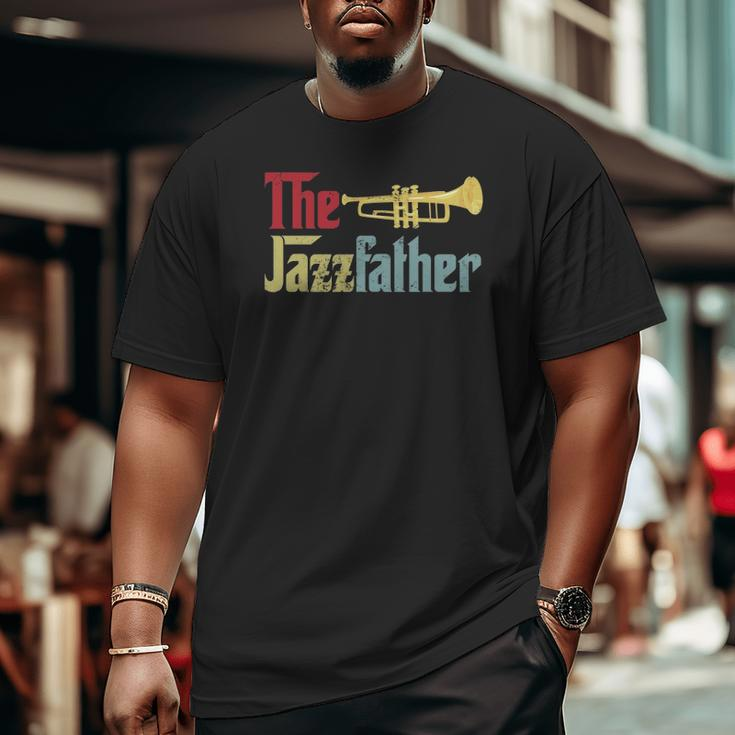 Vintage The Jazzfather Happy Father's Day Trumpet Player Big and Tall Men T-shirt