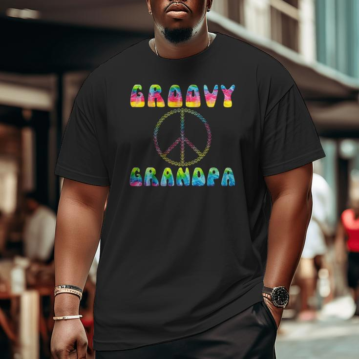 Vintage Tie Dye Peace Sign Groovy Grandpa Big and Tall Men T-shirt
