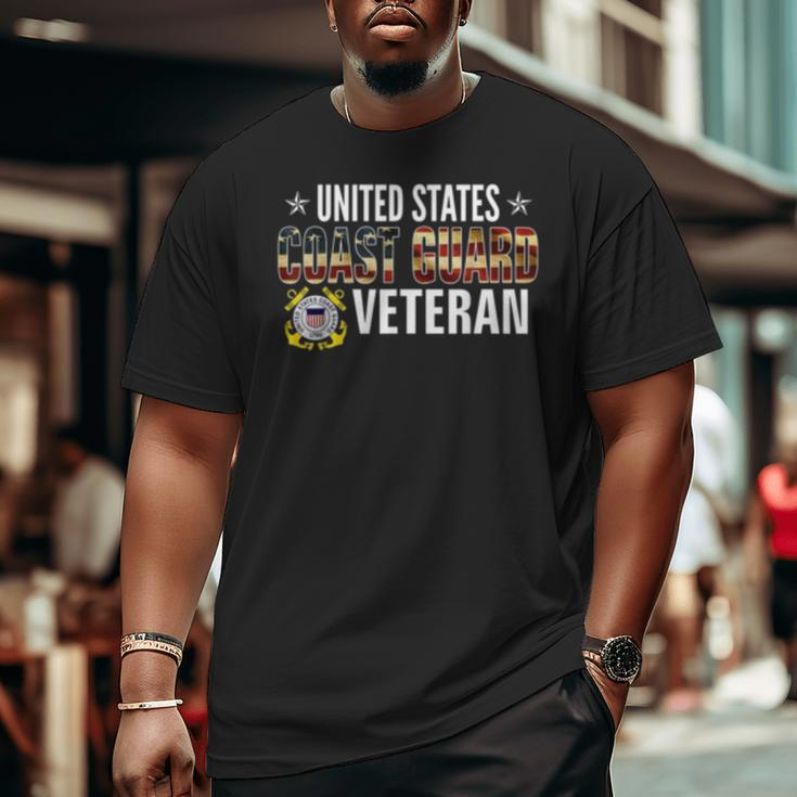 Vintage United States Coast Guard Veteran American Flag Big and Tall Men T-shirt