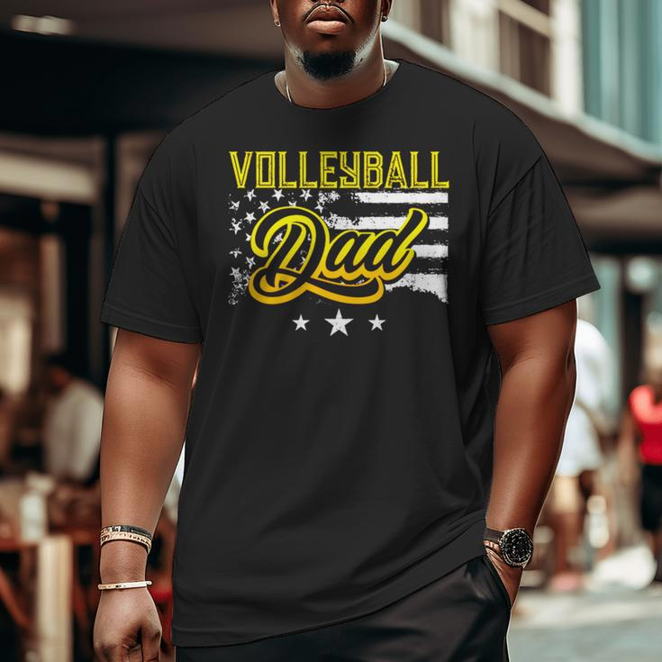 Volleyball Dad American Flag Big and Tall Men T-shirt
