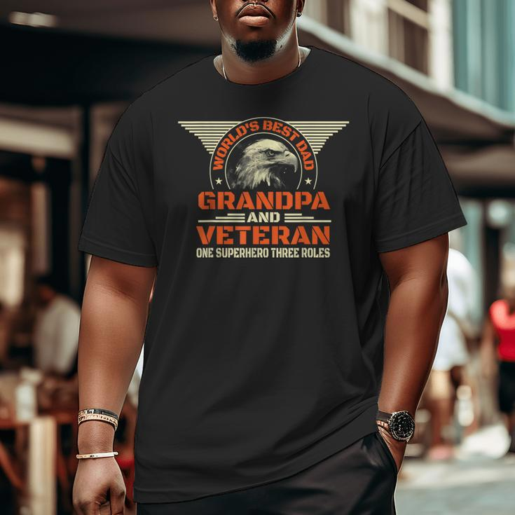 World's Best Dad Grandpa And Veteran Father's Day Superhero Big and Tall Men T-shirt