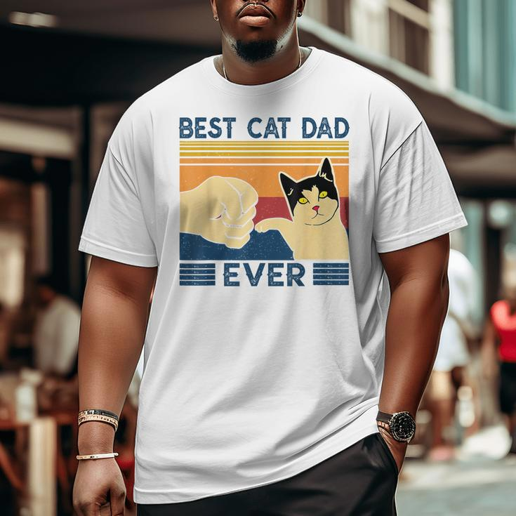 Best Cat Dad Ever Retro Vintage Cat Daddy Father Day Big and Tall Men T-shirt