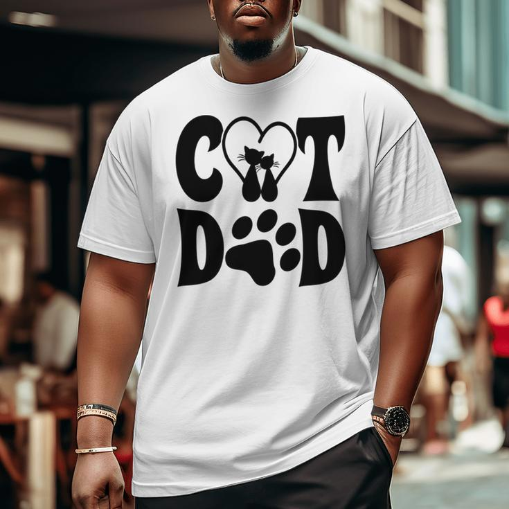 Cat Dad Heart Personalized Cat Dad Big and Tall Men T-shirt