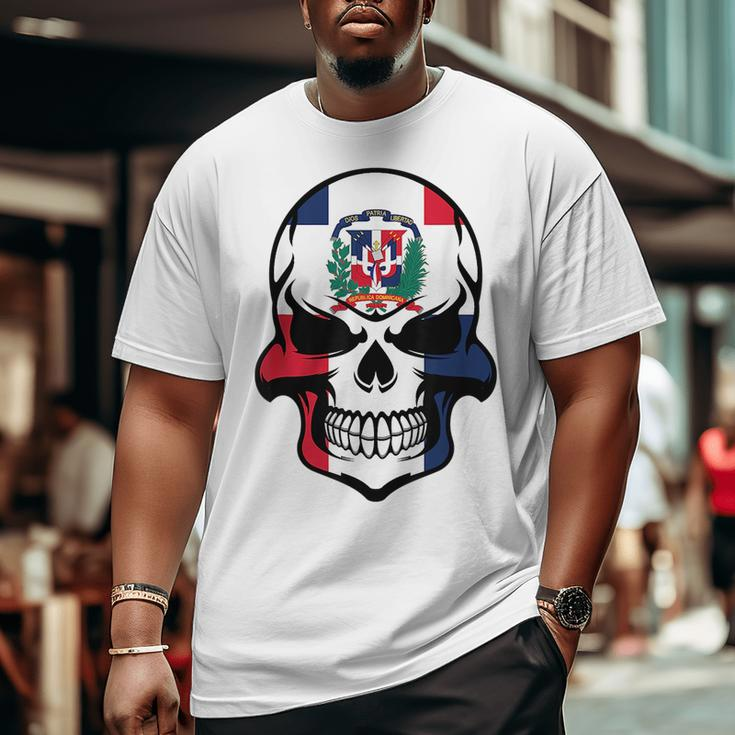 Dominican Flag Skull Cool Dominican Republic Skull Dominican Republic Big and Tall Men T-shirt
