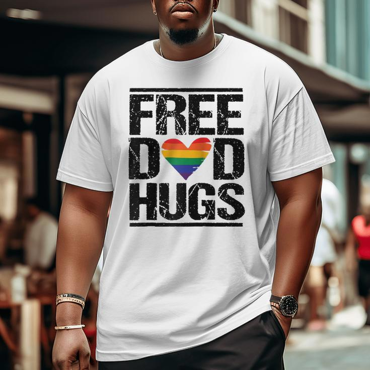 Free Dad Hugs Lgbtq Pride Stepfather Daddy Papa Raglan Baseball Tee Big and Tall Men T-shirt