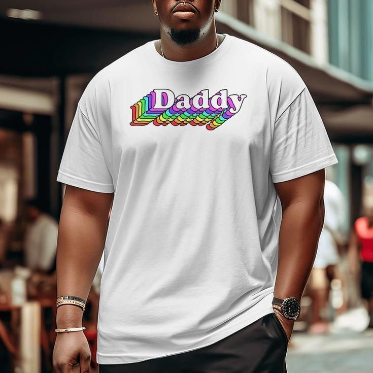 Gay Daddy Bear Retro Style Lgbt Rainbow Lgbtq Pride Daddy Big and Tall Men T-shirt