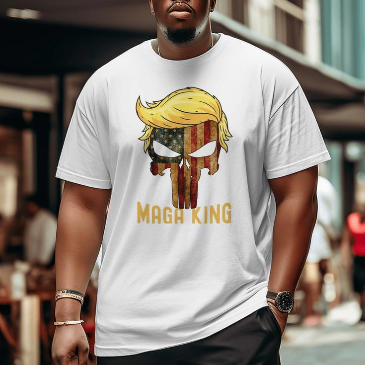 The Great Maga King Donald Trump Skull Maga King Big and Tall Men T-shirt