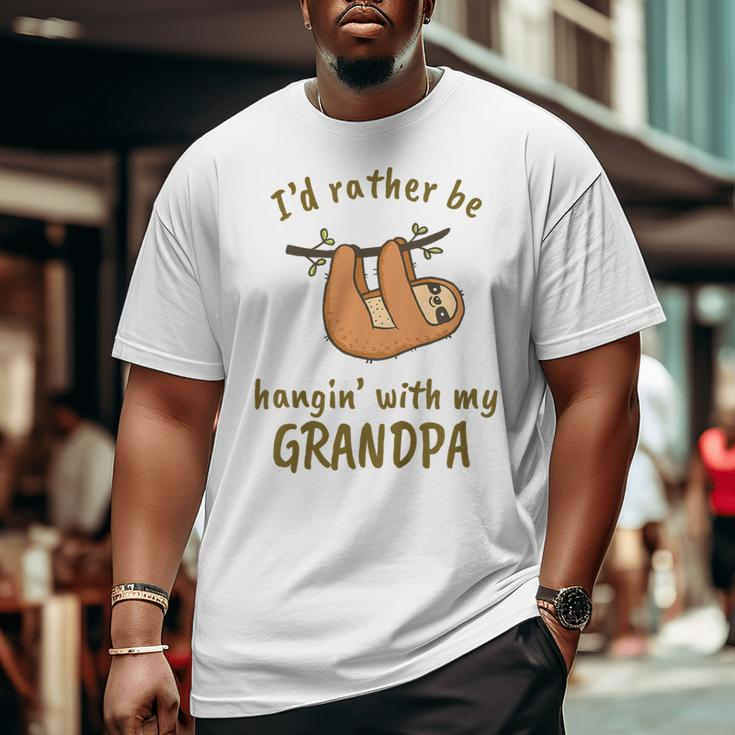 Kids I'd Rather Be Hangin' With My Grandpa Cute Tiny Sloth Lover Big and Tall Men T-shirt