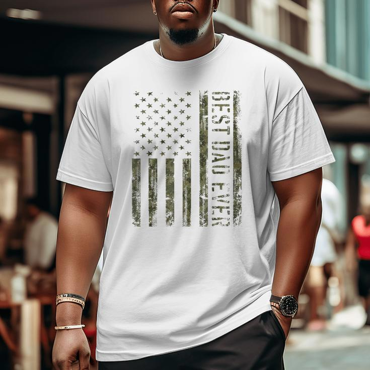 Mens Best Dad Ever American Flag Camofor Fathers Day Big and Tall Men T-shirt