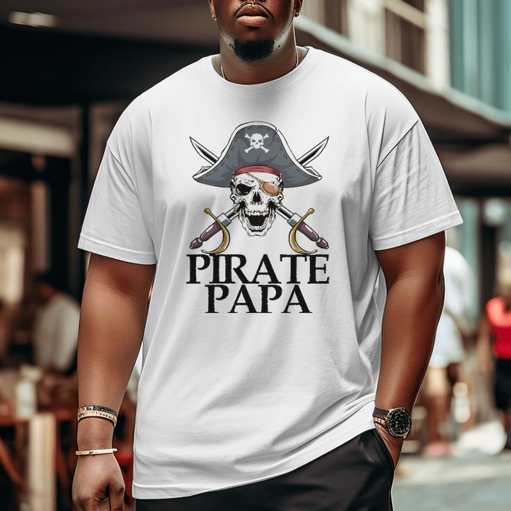 Mens Pirate Papa Captain Sword Halloween Big and Tall Men T-shirt