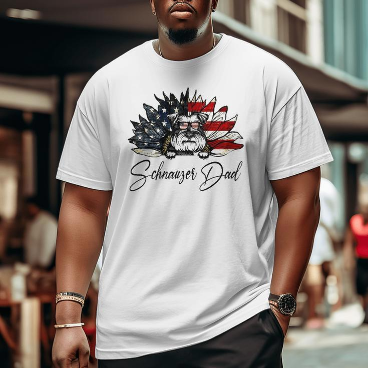 Vintage Usa Best Schnauzer Dad Ever American Flag Big and Tall Men T-shirt