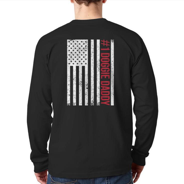 1 Doggie Daddy Father's Day American Flag Back Print Long Sleeve T-shirt