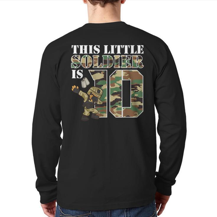10 Year Old Boy Military Army 10Th Birthday Boy Back Print Long Sleeve T-shirt